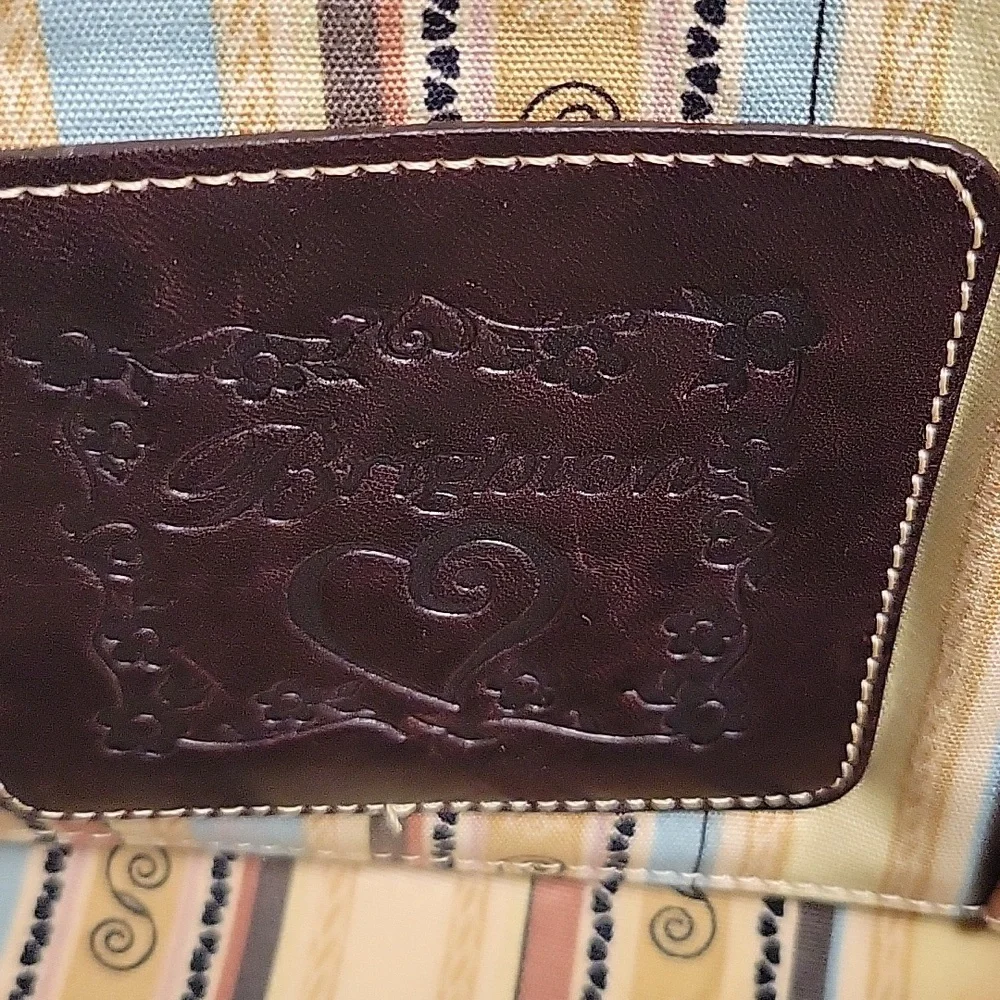 Brighton Woven Straw & Brown Leather Shoulder Bag w/ Heart Charm + Dust Bag - Picture 9 of 12